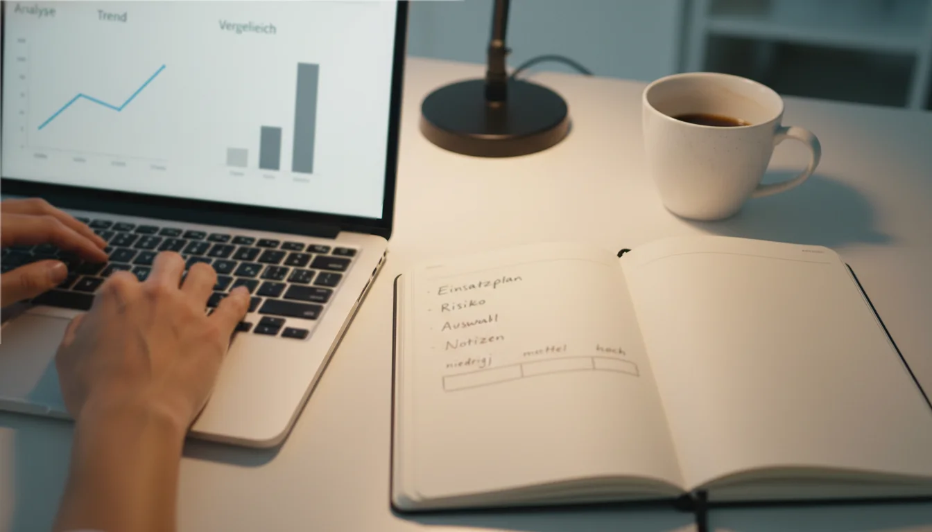 Person analysiert Sportwetten-Quoten auf Laptop